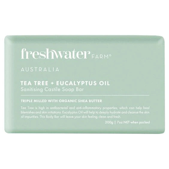 Freshwater Farm Australia Triple Milled Tea Tree + Eucalyptus Oil Body Bar Soap
