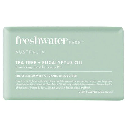 Freshwater Farm Australia Triple Milled Tea Tree + Eucalyptus Oil Body Bar Soap
